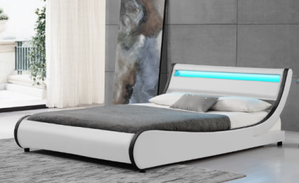 PU پارچه LED قاب تخت وبهلسترد رنگ سفید راحت قوی سایز پادشاه