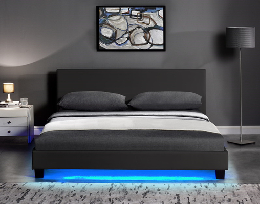 تخته سه لا قاب تخت روکش چرم مدرن PU با قاب تخت LED