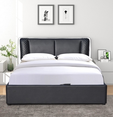 عمده فروشی تخت چرمی تخت چرمی مشکی Lift Up Storage Bed Leather Bed