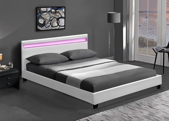 تخت خواب کوئین سایز چرم مصنوعی روکش لوکس با چراغ LED گواهی EN1725 BSCI
