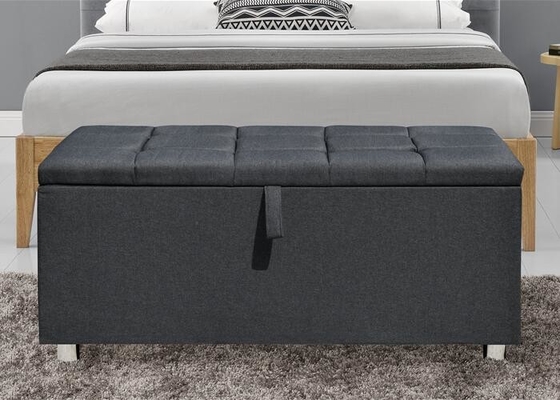 جعبه پتویی پارچه‌ای روکش‌دار Ottoman Dark UK FR Gray Fabric Blanket Box