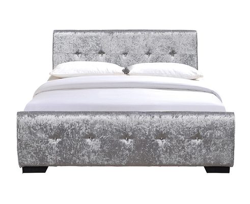 OEM ODM ODM Storage Open Bed Buttons Crystal Silver Crush Side Velvet