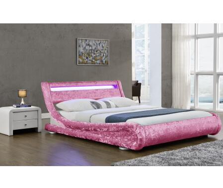 تخت پارچه ای با روکش مخملی مخملی ساخته شده از چرم مصنوعی به همراه تخته سر چراغ LED