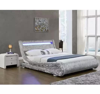 تخت پارچه ای با روکش مخملی مخملی ساخته شده از چرم مصنوعی به همراه تخته سر چراغ LED