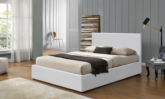 Easy Assemble تخت ذخیره سازی آسانسور گازی قاب تخت تخته سه لا چرم سفید PU
