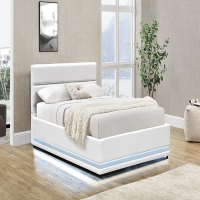 قاب تخت LED سفید 150x200 سانتی متری بالابر اتوماتیک گازی با جعبه ذخیره سازی