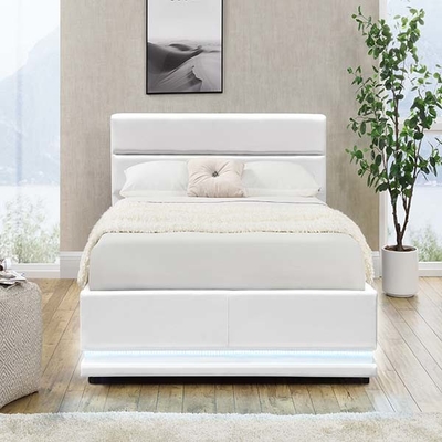 قاب تخت LED سفید 150x200 سانتی متری بالابر اتوماتیک گازی با جعبه ذخیره سازی