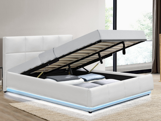 سایز اختیاری سفید پوست جعلی لیفت گاز تخت پوشیده قاب پوشیده با ذخیره سازی و LED