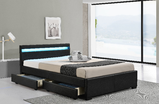 قاب تخت کامل با سر تخت و کشوهای ذخیره سازی ایستگاه شارژ LED