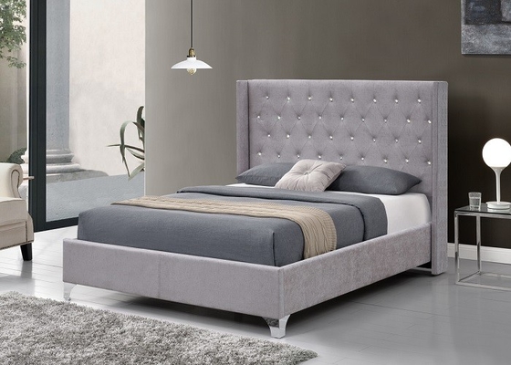 قاب تخت روکش دار SF822 قاب تخت تخته سه لا LED با اندازه دو نفره با بالابر گازی