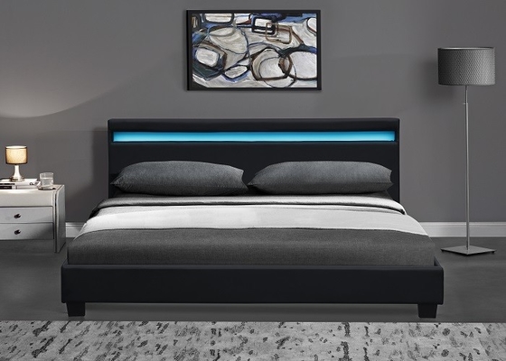 تخت خواب کوئین سایز چرم مصنوعی روکش لوکس با چراغ LED گواهی EN1725 BSCI