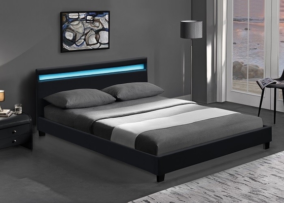 تخت خواب کوئین سایز چرم مصنوعی روکش لوکس با چراغ LED گواهی EN1725 BSCI