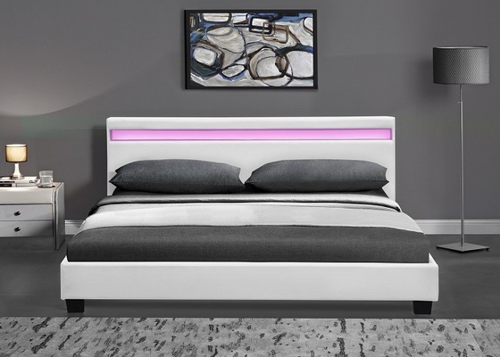 تخت خواب کوئین سایز چرم مصنوعی روکش لوکس با چراغ LED گواهی EN1725 BSCI