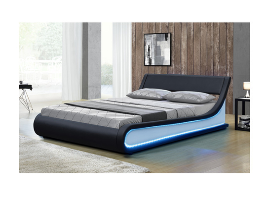 قاب تخت خواب مدرن کینگ سایز چرم مصنوعی با نور LED