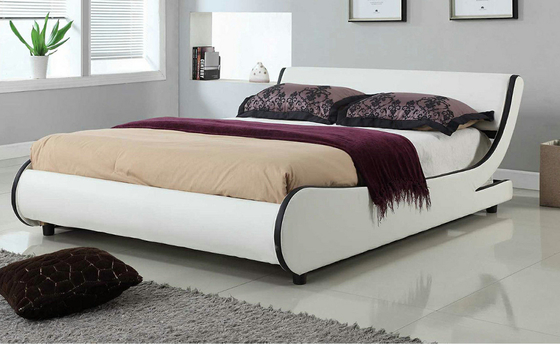 منحنی کینگ سایز LED قاب تخت وبهلسترد سفید PU 140x200CM