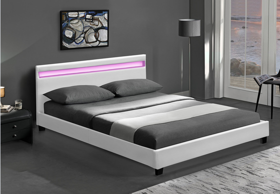 قاب تخت روکش دار LED RGB پلتفرم با چراغ های ال ای دی چرم پلی اتیلن مونتاژ آسان ارزان قیمت