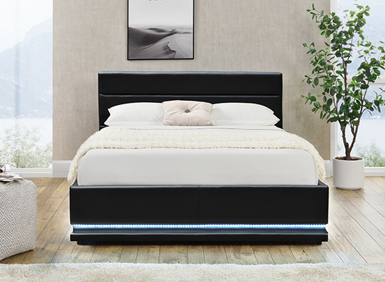 تخت ذخیره سازی LED عثمانی چرم مشکی فاکسو